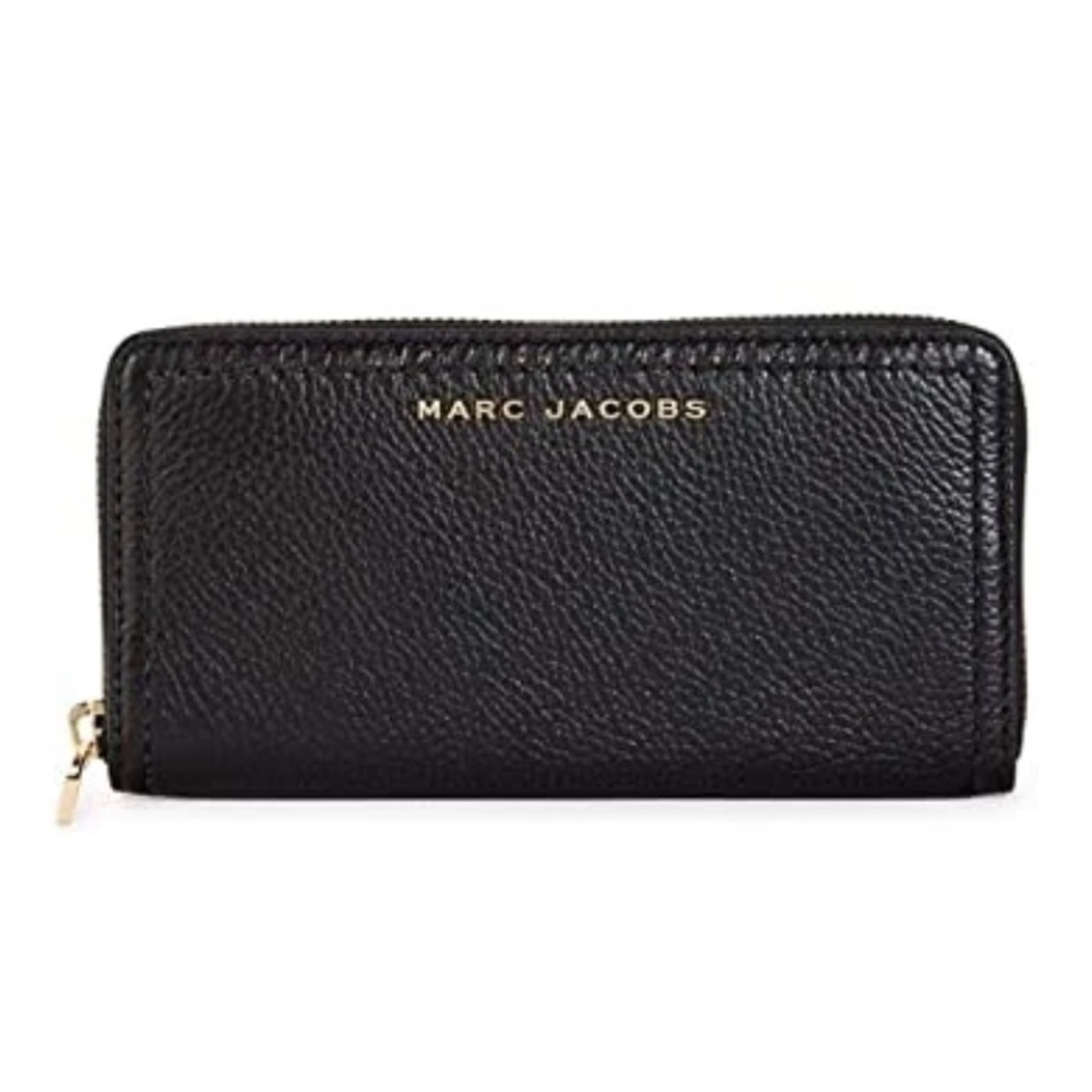 Marc Jacobs S102L01PF21 Black Gold Zip-Around Continental Women's Leather Wallet